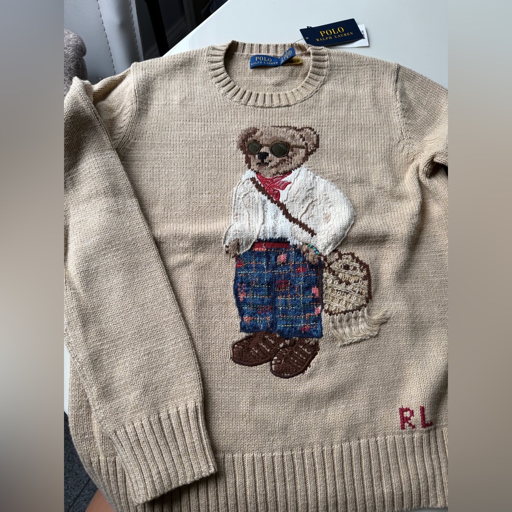 Ralph Lauren Beige Sweater with Bear Design